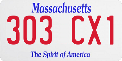 MA license plate 303CX1