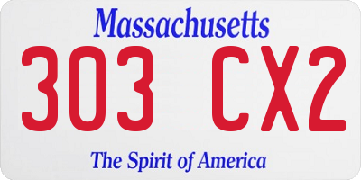 MA license plate 303CX2