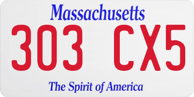 MA license plate 303CX5