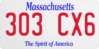 MA license plate 303CX6