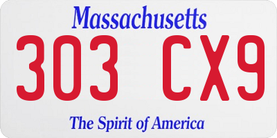 MA license plate 303CX9