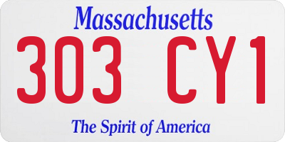 MA license plate 303CY1