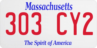 MA license plate 303CY2