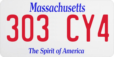 MA license plate 303CY4