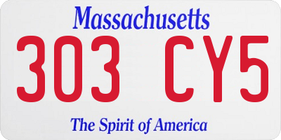 MA license plate 303CY5