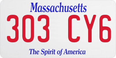 MA license plate 303CY6