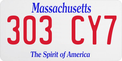MA license plate 303CY7