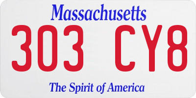 MA license plate 303CY8