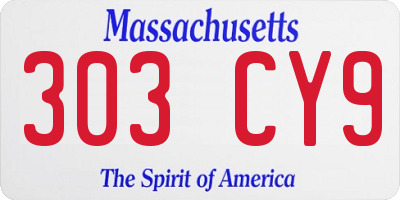 MA license plate 303CY9