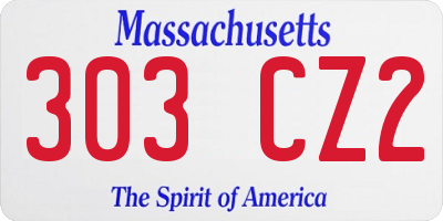 MA license plate 303CZ2