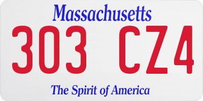MA license plate 303CZ4