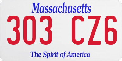 MA license plate 303CZ6