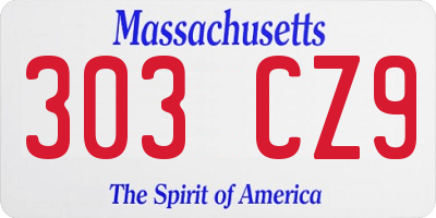 MA license plate 303CZ9