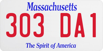 MA license plate 303DA1