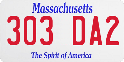 MA license plate 303DA2