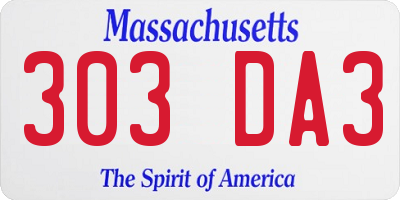MA license plate 303DA3