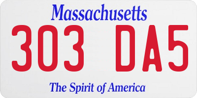 MA license plate 303DA5