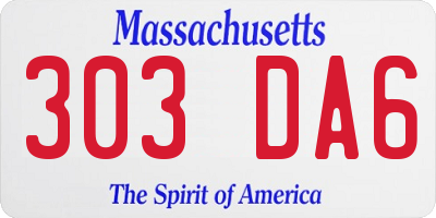 MA license plate 303DA6