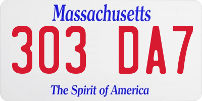 MA license plate 303DA7