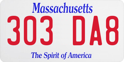 MA license plate 303DA8