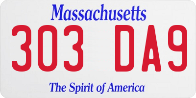 MA license plate 303DA9
