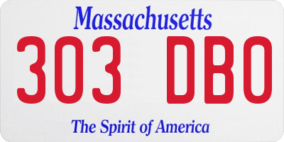 MA license plate 303DB0