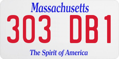 MA license plate 303DB1