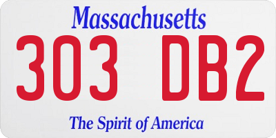 MA license plate 303DB2