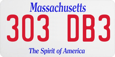 MA license plate 303DB3