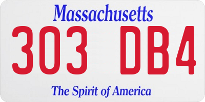 MA license plate 303DB4