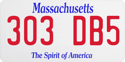 MA license plate 303DB5