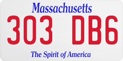 MA license plate 303DB6