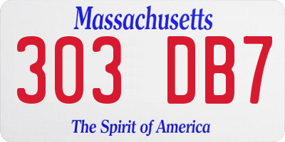 MA license plate 303DB7