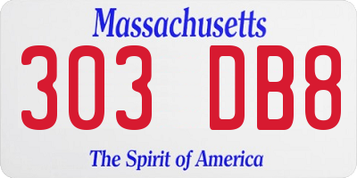 MA license plate 303DB8
