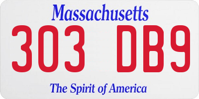 MA license plate 303DB9