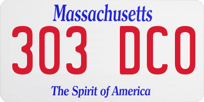 MA license plate 303DC0