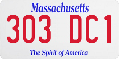 MA license plate 303DC1