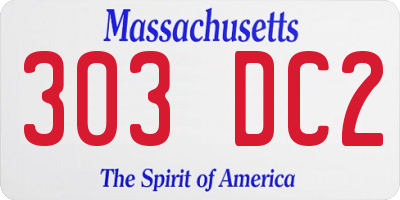 MA license plate 303DC2