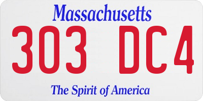 MA license plate 303DC4