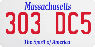 MA license plate 303DC5