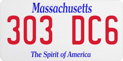 MA license plate 303DC6