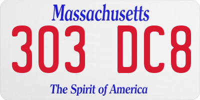 MA license plate 303DC8