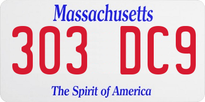 MA license plate 303DC9