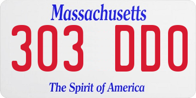 MA license plate 303DD0