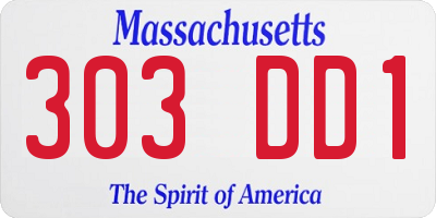 MA license plate 303DD1
