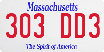 MA license plate 303DD3
