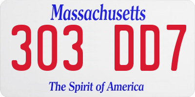 MA license plate 303DD7