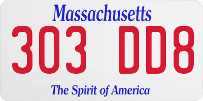 MA license plate 303DD8