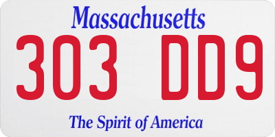 MA license plate 303DD9