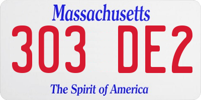 MA license plate 303DE2